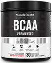 Jacked Fábrica BCAA Pó (Fermented) - 6g Ranched Chain Essential Amino Acid Supplement for improved Muscle Recovery, Reduced Fadiga, Aumento de força, Crescimento muscular - 30 Servings, Fruit Punch