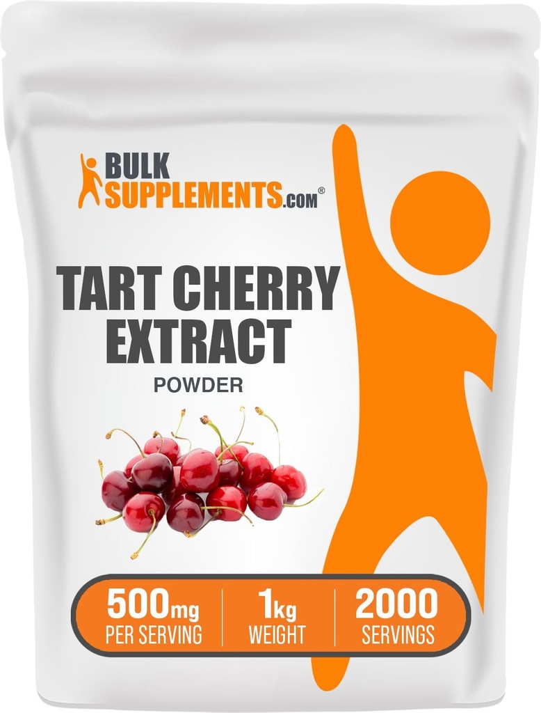 BulkSuplementos.com Tart Cherry Extract Powder - Tart Cherry Supplement, suplemento de ervas - antioxidante fonte, sem glúten, 500mg por serviço, 5kg (11 lbs) (Pacote de 5)