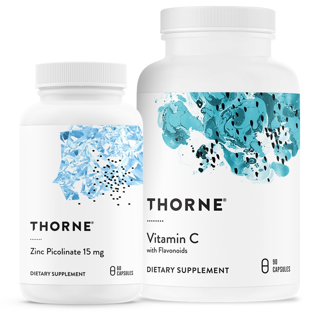 THORNE - Pacote de suporte imunológico: Picolinato de zinco e cápsulas de vitamina C - 60 Servings