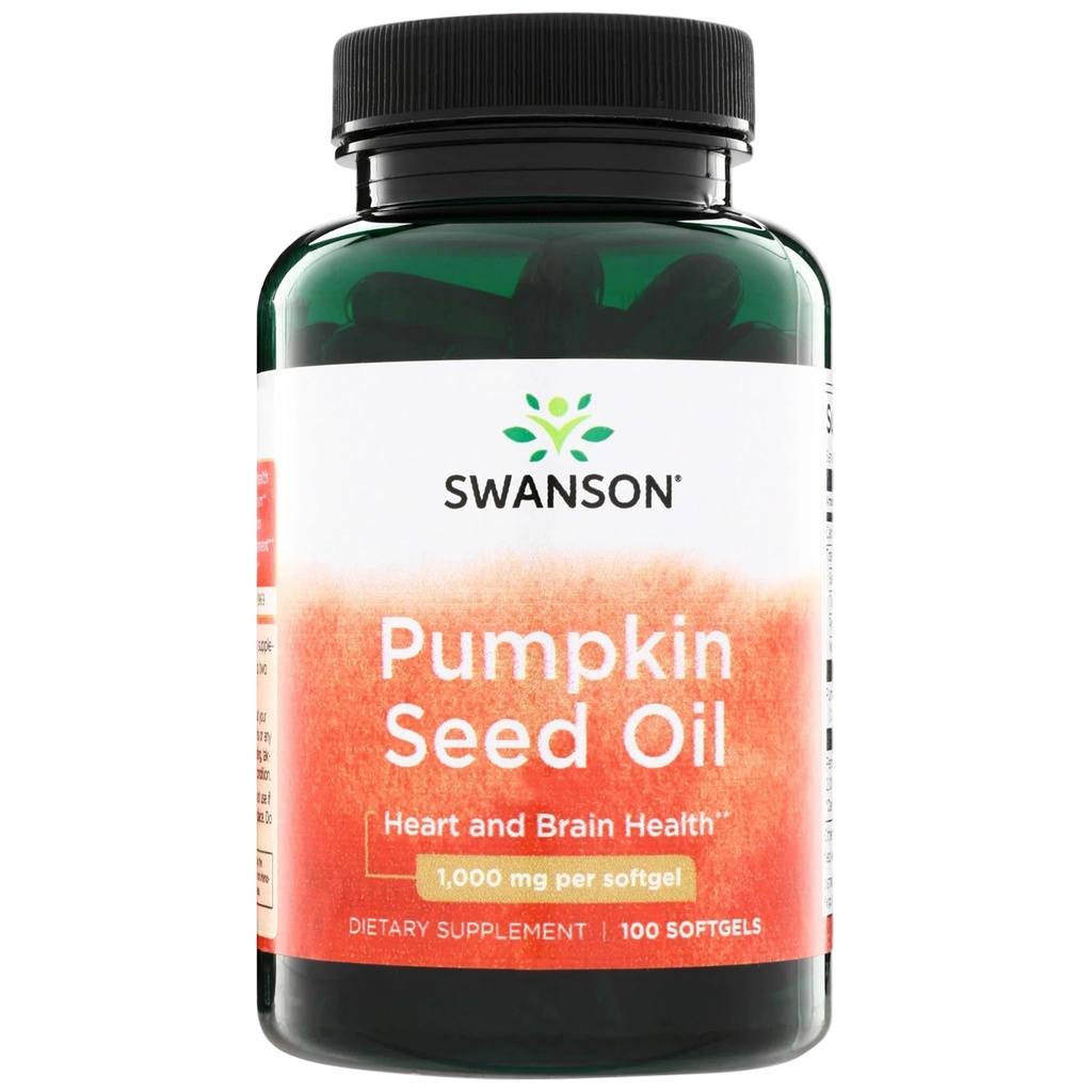 Óleo de semente de abóbora de Swanson - EFAs de alta biodisponibilidade - (100 cápsulas de Softgel, 1000mg cada)