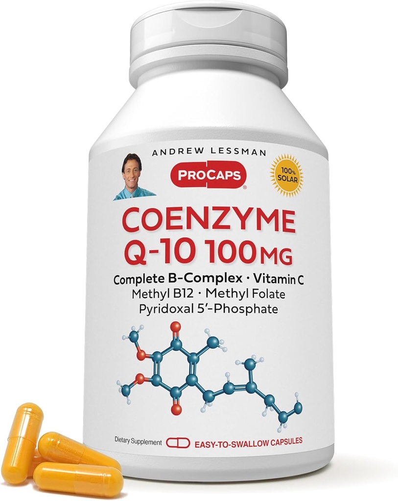 ANDREW LESSMAN Coenzyme Q-10 100 mg 30 Cápsulas - Essencial para Produção de Energia e Função de Óptimas Principais Órgãos, Suporte Anti-Oxidante, Depletado por Envelhecimento, Mais B-Complexo. Cápsulas fáceis de engolir