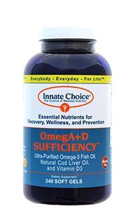 Omega 3, Fish Oil Cápsulas, OmegA+D Por escolha inata, limão 240 cápsulas, óleo de peixe de grau farmacêutico, 3o partido testado, filtrado organicamente e triplo purificado, óleo de fígado de bacalhau natural, vitamina D3