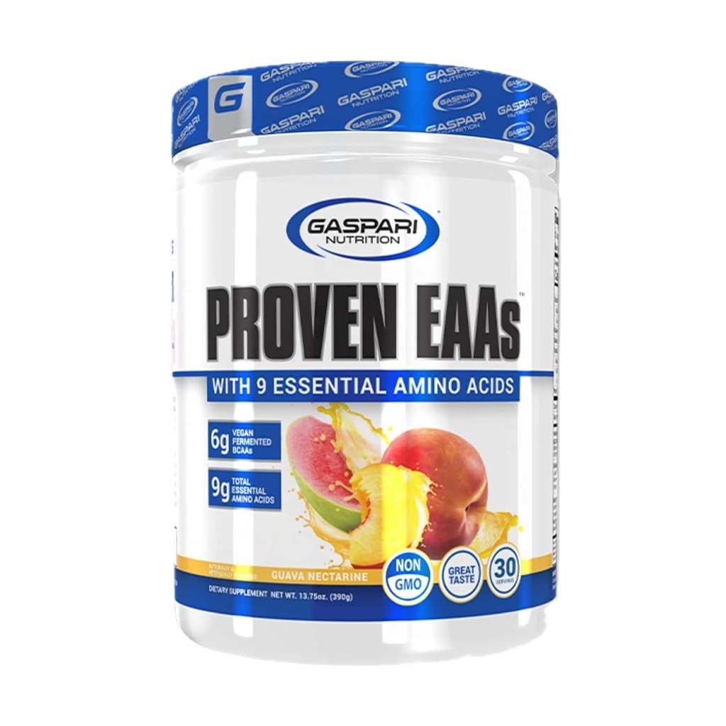 Gaspari Nutrição comprovada EAAs, Vegan Fermented EAAs, Melhora a recuperação & Replenishes Eletrólitos, Não OGM (30 Servings, Guava Nectarine)