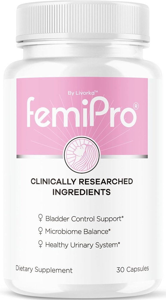 LIVORKA FemiPro Bladder Control Pills - Cápsulas FemiPro originais, Femi Pro Bladder Control Supplement, Probitic FemiPro Pills for Global Health and Wellness Reviews, 30 Cápsulas para 1 mês