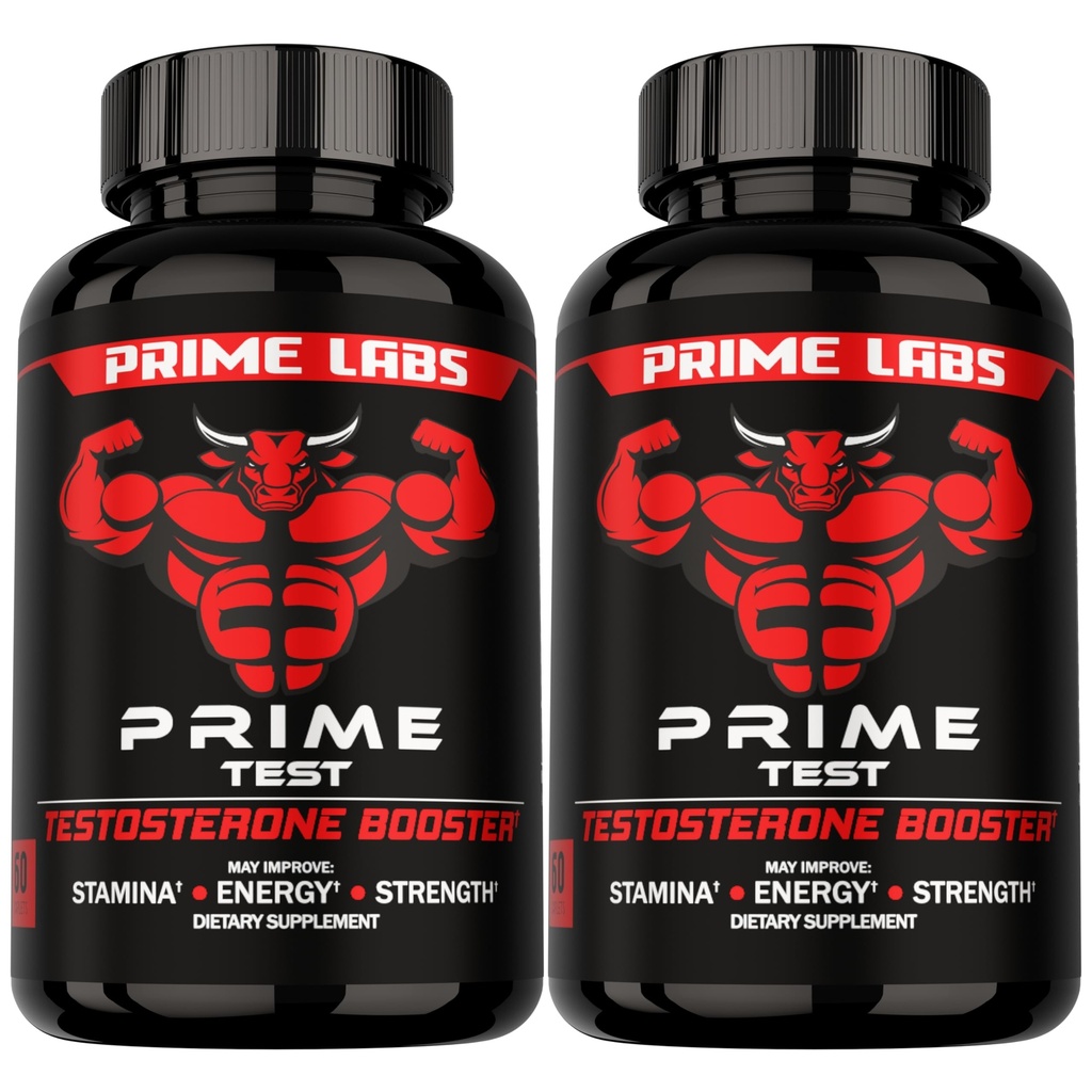 Prime Labs Testosterona Suplemento para homens (2-Pack) - resistência, resistência, energia, & força - Testosterona masculina Booster & Treino para homens Suplemento - 120 Caplets