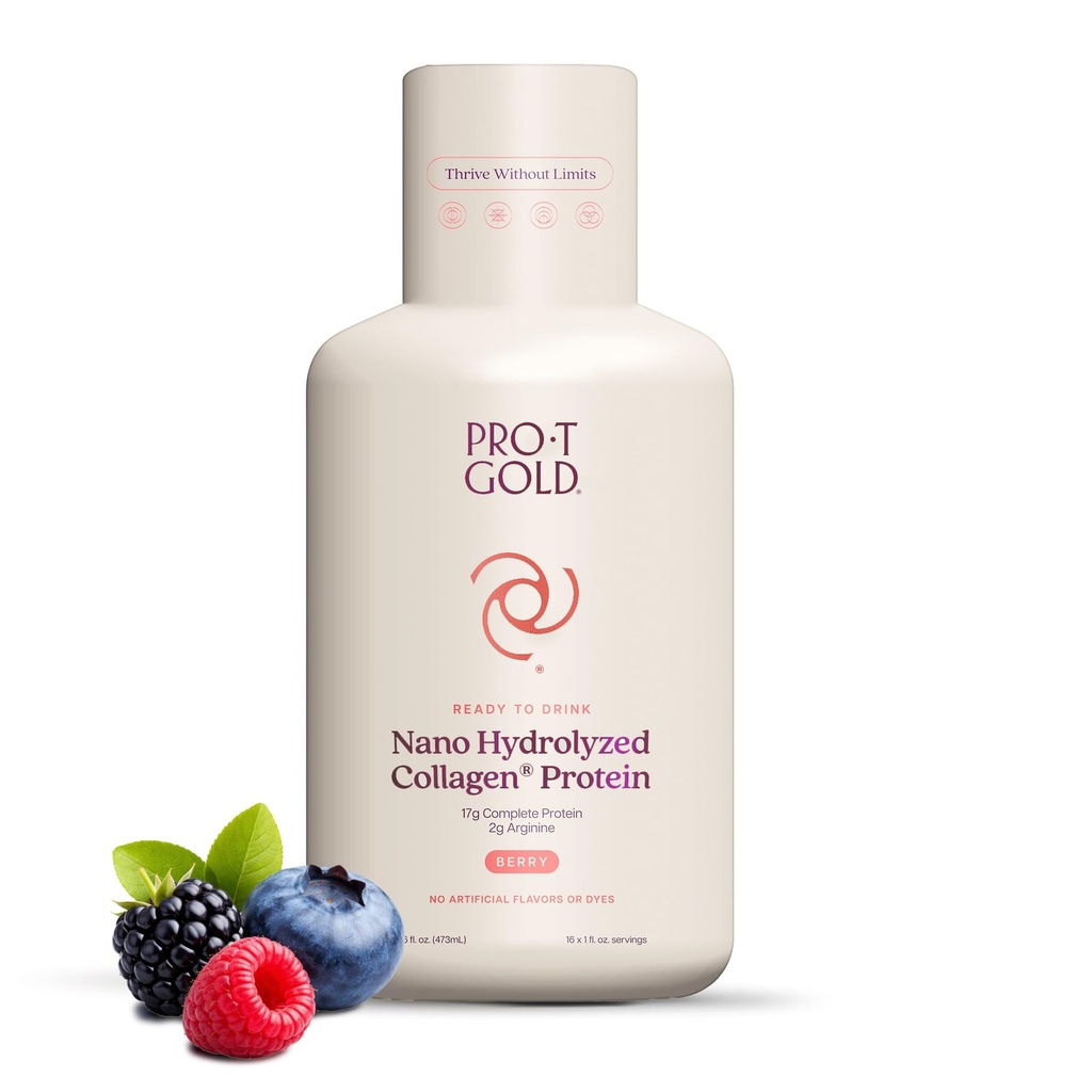 ProT GOLD Berry Sugar Free Liquid Protein Shot - 16oz Anti envelhecimento. Prova para aumentar a imunidade. Fórmula confiável por 4.000+ instalações médicas para nutrição completa de proteínas e comprovada cura 2X mais rápida