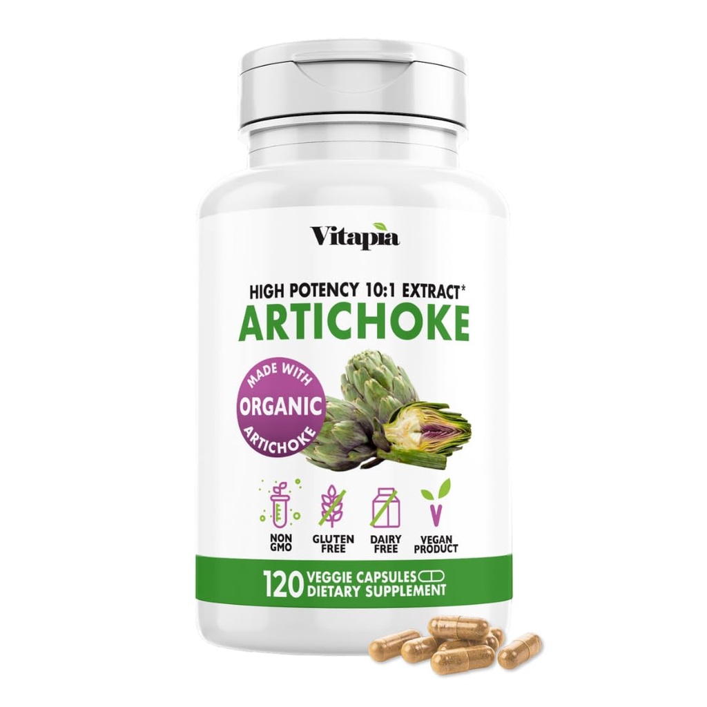 Vitapia Organic Alcachofra Extract Supplement - Liver Cleanse Detox & Repair, Saúde do fígado, Digestão, Apoio antioxidante - 120 Cápsulas Vegan, Não OGM, Gluten Free