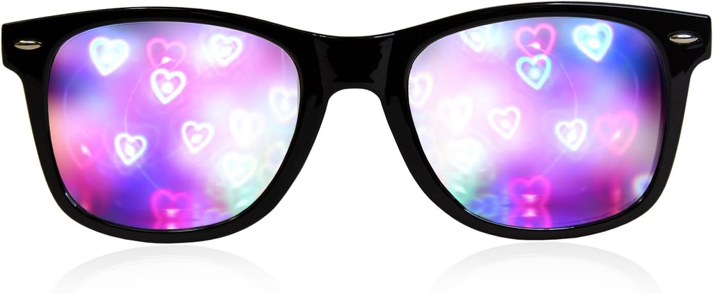 Óculos de Difração Ultimate - 3D Rainbow Heart Effect - Great Edm, Concert, e Rave Accessory