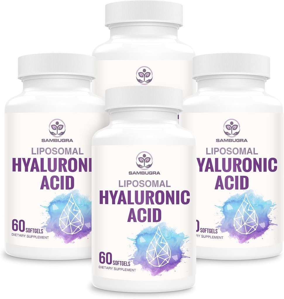 Ácido Hialurônico Lipossômico 1000mg, Alta biodisponibilidade Cápsulas de Ácido Hialurônico, Suplemento dietético Suporte de pele e ossos, 240 Cápsulas (Pacote de 4)
