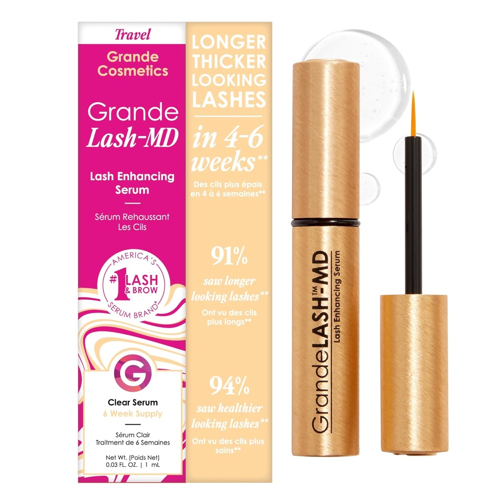 Grande Cosméticos GrandeLASH-MD Lash Enhancing Serum - Fórmula infundida em peptídeo e vitamina para pestanas mais longas, espessas e mais completas - Oftalmologista testado, sem crueldade