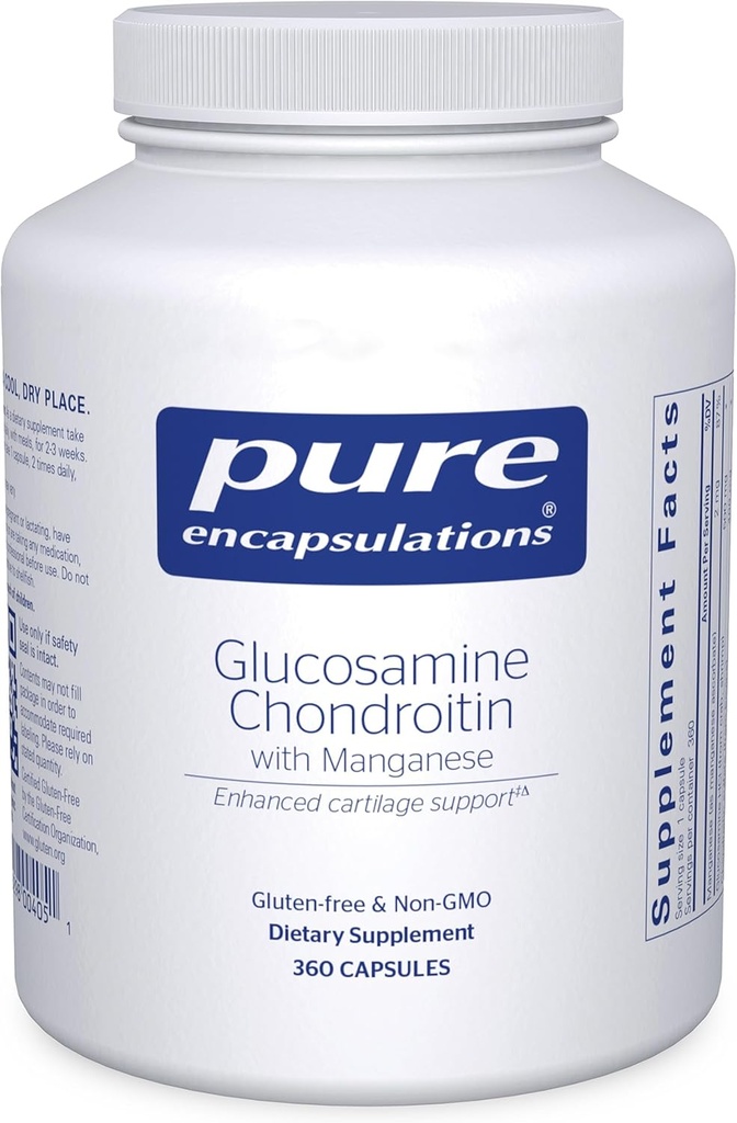 Encapsulamentos puros Condroitina de Glucosamina com Manganês Suplemento para Apoio Conjunto, Conforto, Mobilidade, Integridade e Saúde da Cartilagem e Tecido Conectivo* 360 Cápsulas