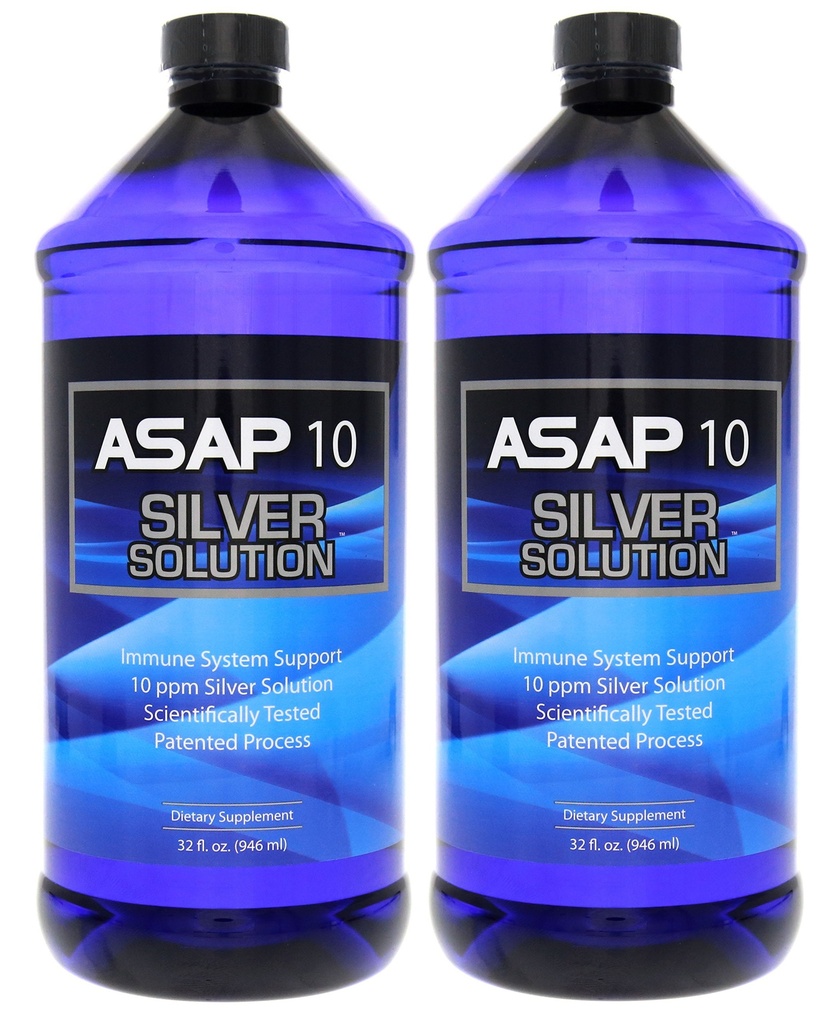 American Biotech Labs ASAP 10 PPM Silver Sol Immune System Support 2 Pack of 32 Oz Totalizando 64 Oz