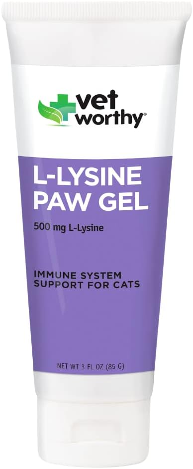 Vet Worthy Lysine Paw Gel Ajuda para Gatos - Gato Paw Gel para apoiar o sistema imunológico e saúde geral - Suplemento gato com ácido Amino L-Lysine- Salmão Flavor Gel, 3 onças