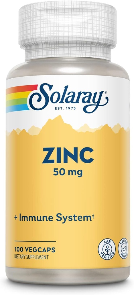 Zinco 50mg Solaray 100 Veg Cap - Pacote de 3