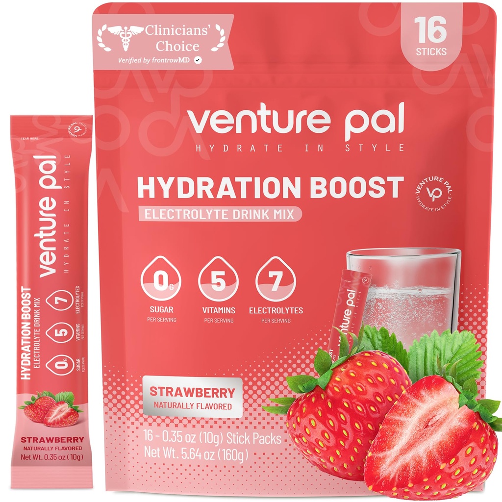 Venture Pal Sugar Free Electrolyte Powder Packets - Liquid Daily IV Drink Mix for Rapid Hydration & Party Recovery (Rápido Hydration & Party Recovery) 5 Vitaminas e 7 Eletrolitos Keto Friendly