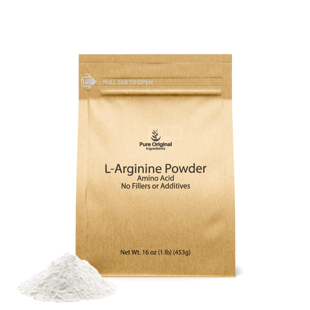INGREDIENTES ORIGINAIS PUROS Pó de L-Arginina (1 lb) Aminoácido, Sem preenchimentos, Suplemento dietético