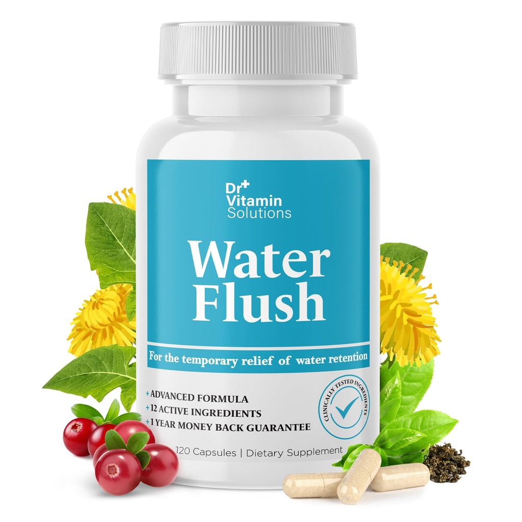 DR VITAMIN SOLUÇÕES Diuréticos Pílulas de água para controle de peso - alívio instantâneo de Bloat e inchaço - chá verde, cranberry, extrato de folha de Dandelion - pílulas de retenção de água para mulheres e homens, 120 Caps