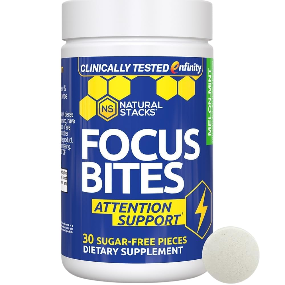 Paraxantina Supplement 100mg - Cafeína Free Focus Supplement for Productivity & Attention Support - Clinically Tested Enfinity Paraxantina - Jitter Free Energy Support - 30 Melon Mint Focus Bites