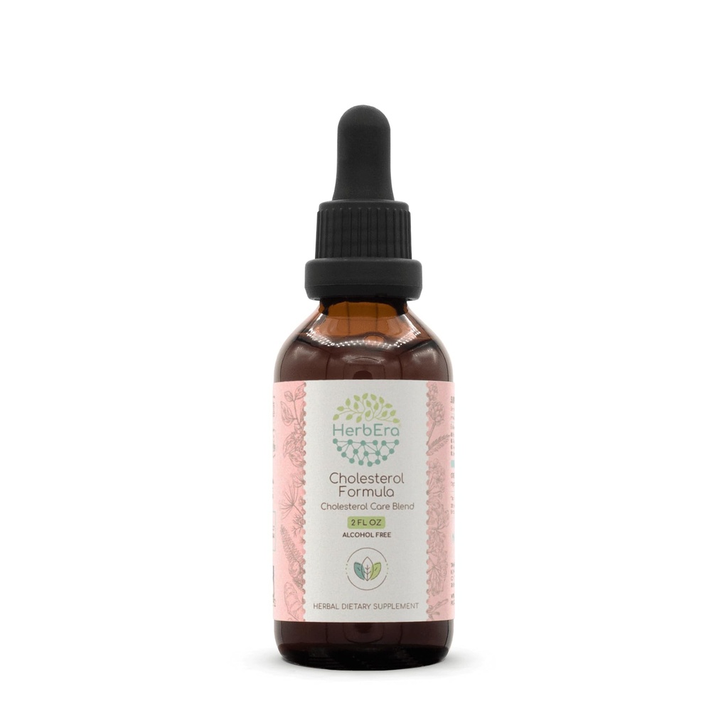 HerbEra Cholesterol Fórmula B60 Extrato sem álcool Tintura: Folha de alcachofra, Folha de Hawthorn e Flor, Sementes de funcho, Raiz Alcaçuz, Raiz de Ashwagandha, Amla Berry. Tratamento com colesterol Mistura 2 Fl Oz