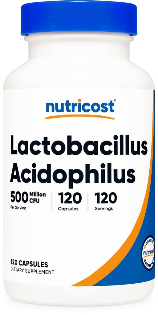 Nutricost Lactobacillus Acidophilus 500 milhões de UFC por serviço (120 cápsulas)