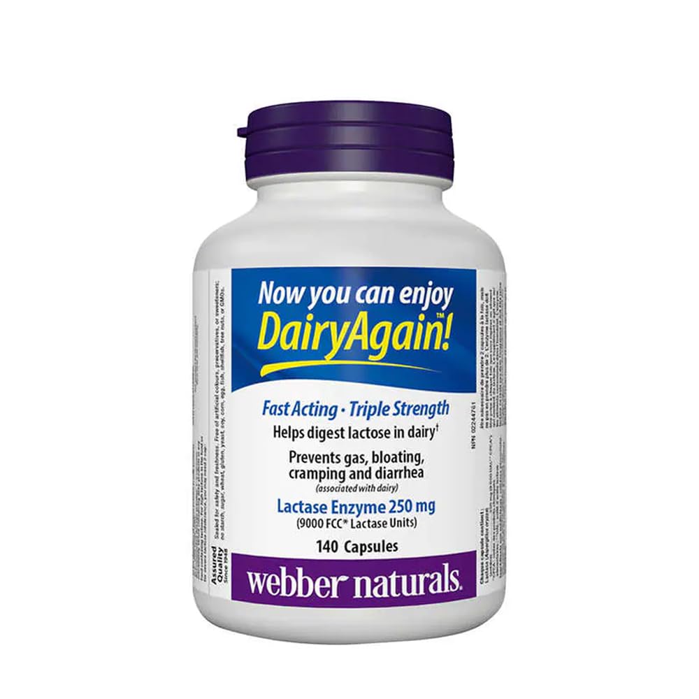Webber Naturals Lactase Enzima Força extra 140 Cápsulas