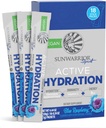Sunwarrior Hydration Powder Eletrolyte Packets Powder B12 Elderberry □ Blue Raspberry Flavored 18 Stick Packs 126g Pouch .