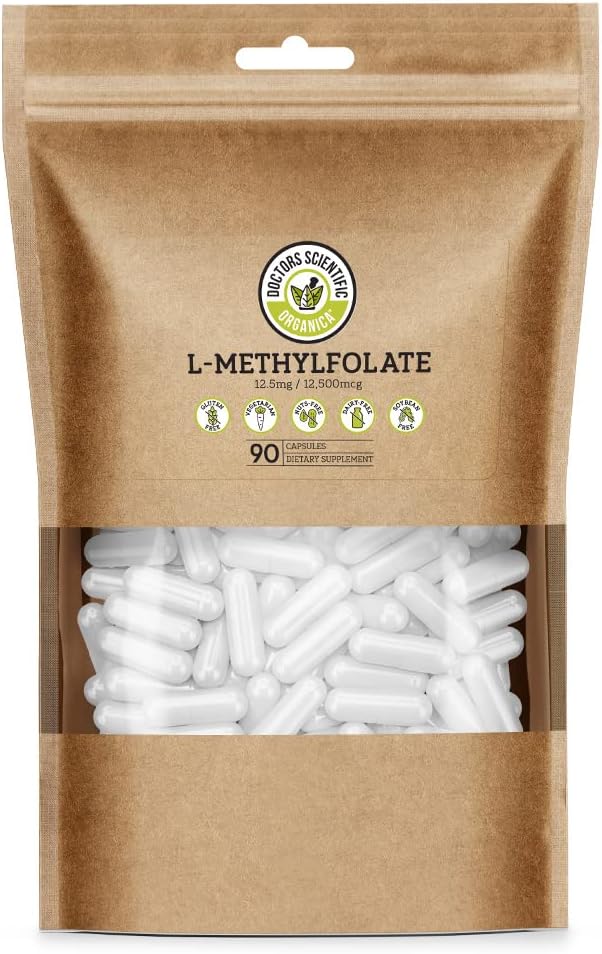 DSO L Metilfolato 12.5mg (5 Suplemento MTHF) - 90 Cápsulas Vegan (12.5 mg) - Suplemento ativo L Folato de metilo para controle de homocisteína - Vitamina ácido fólico - Eco-Amigo Embalagem