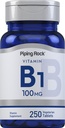 Piping Rock Vitamina B1 100mg 250 Comprimidos Suplemento de tiamina, vegetariano, não-GMO, sem glúten