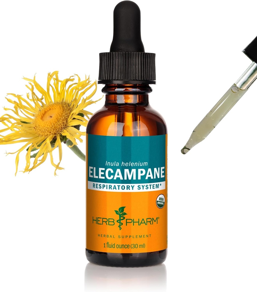 Herb Pharm certificado Elecampane extrato líquido para suporte do sistema respiratório - 1 onça (DELECA01)