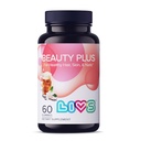LIVS Beauty Plus Gummy Vitaminas - chicletes de biotina para cabelos, pele e unhas □ Natural, sem glúten, suplemento de beleza não-GMO com vitamina A, C, E, B12, D3, Zinco e mais - Creme de sabor soda - 60 Ct