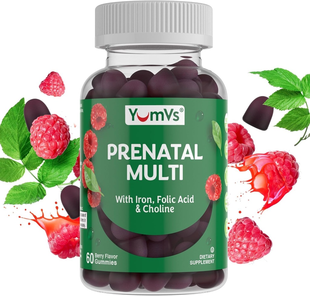 Gummies pré-natais para mulheres - Vitaminas pré-natais para mulheres com ácido fólico, ferro e colina - Vegetarian & Kosher Gravidez Vitaminas - Mulheres Multivitaminas pré-natais com A C D3 E B6 B12 (60 Conde)