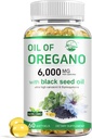 Óleo vivo da natureza de orégano com óleo de semente preta, 2 em 1 Suplemento de orégano para a saúde imunitária, conserva Carvacrol e timoquinona altamente concentrado, não-GMO, 60 Softgels, 1 pacote