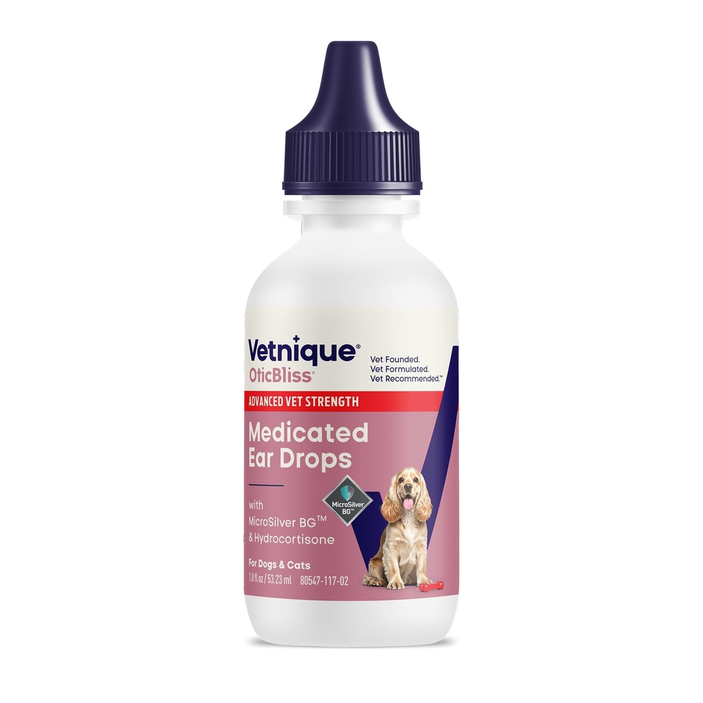 Vetnique Oticbliss Tratamento de Infecção do Orelha do Cachorro Tratamento de Alergia do Orelha Alergia do Cão, Tratamento de Infecção do Levedura MicroSilver para Cães, Hidrocortisona para Coceira, Inchaço de Vermelhidão