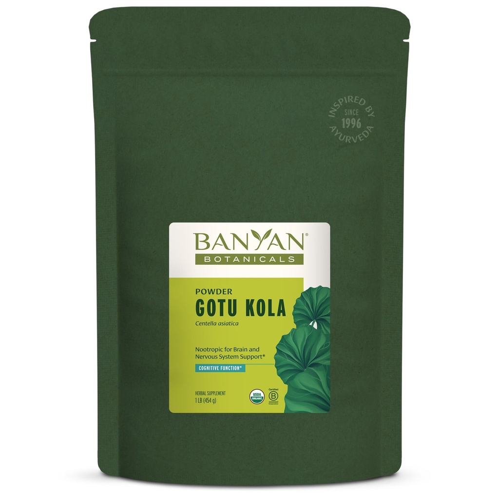 Banyan Botanicals Gotu Kola Powder – Organic Brahmi (Centella Asiatica) – Calming Nootropic Herb para suporte do sistema nervoso e pele saudável* – 1 lb. – Não-GMO Fonte sustentável Vegan