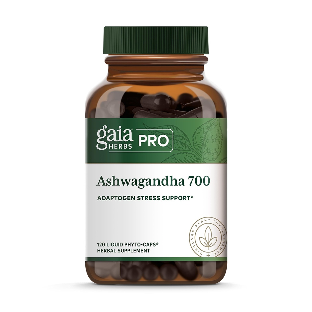 GAIA HERBS PRO Ashwagandha 700 - Suplemento de suporte imunológico saudável* - Fórmula de único herb com orgânico Ashwagandha - Vegan, Gluten-Free, Soy-Free - 120 líquido Phyto-Caps (60 Servings)