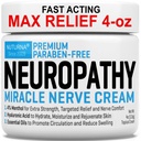 Neuropatia Nerve Relief Cream - Premium Nerve Cream 3X Ação para o alívio alvo e calmante Nerve Comfort - Força máxima com 4% Menthol Arnica HSH para pés mãos Pernas dedos e costas - Grande 4 Oz