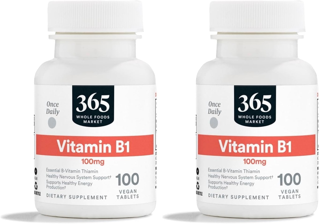 365 por mercado inteiro de alimentos, vitamina B1 100Mg, 100 comprimidos (Pacote de 2)