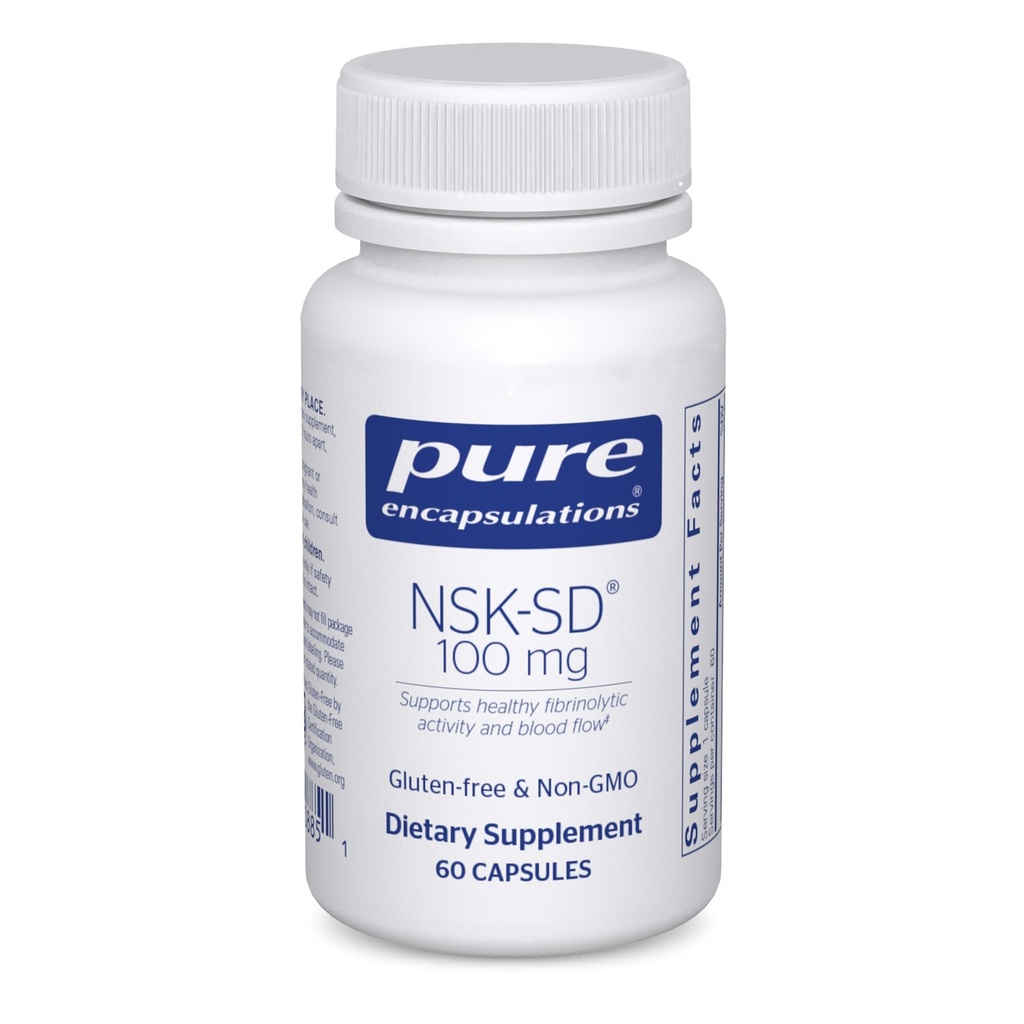 Encapsulamentos puros NSK-SD - 100 mg Nattokinase - para circulação sanguínea normal - Suporta atividade fibrinolítica* - Gluten Free & Non-GMO - 60 cápsulas