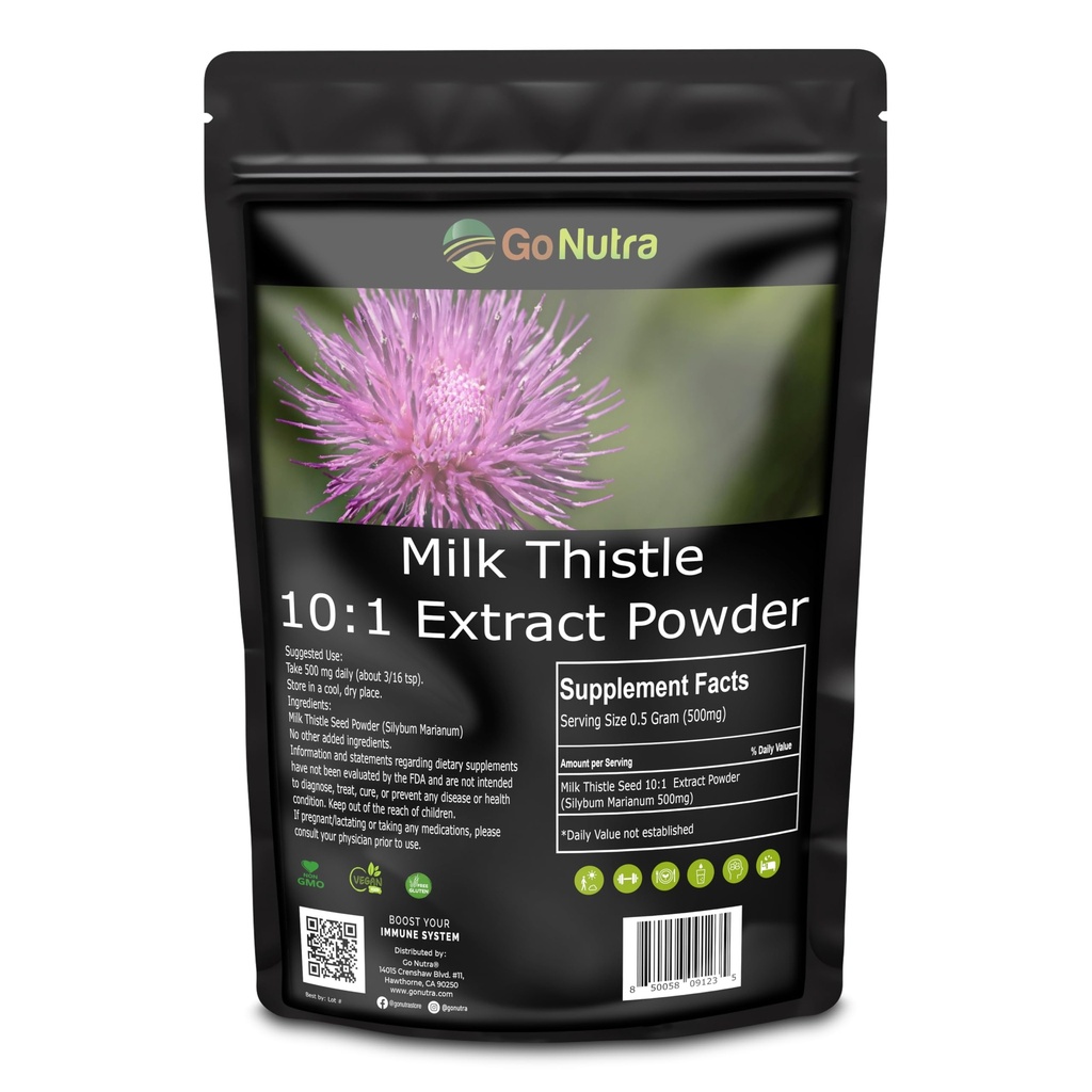Pó de cardo de leite 1 lb. Extrato de cardo de leite 5:1 Força Silymarin □ Silybum Marianum Herbal Supplement Non-GMO