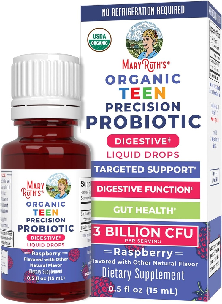 MaryRuth Orgânica USDA Orgânico líquido Probiótico Drops para adolescentes Saúde Gut . Saúde Digestiva . Ocasional Desconforto Digestivo .
