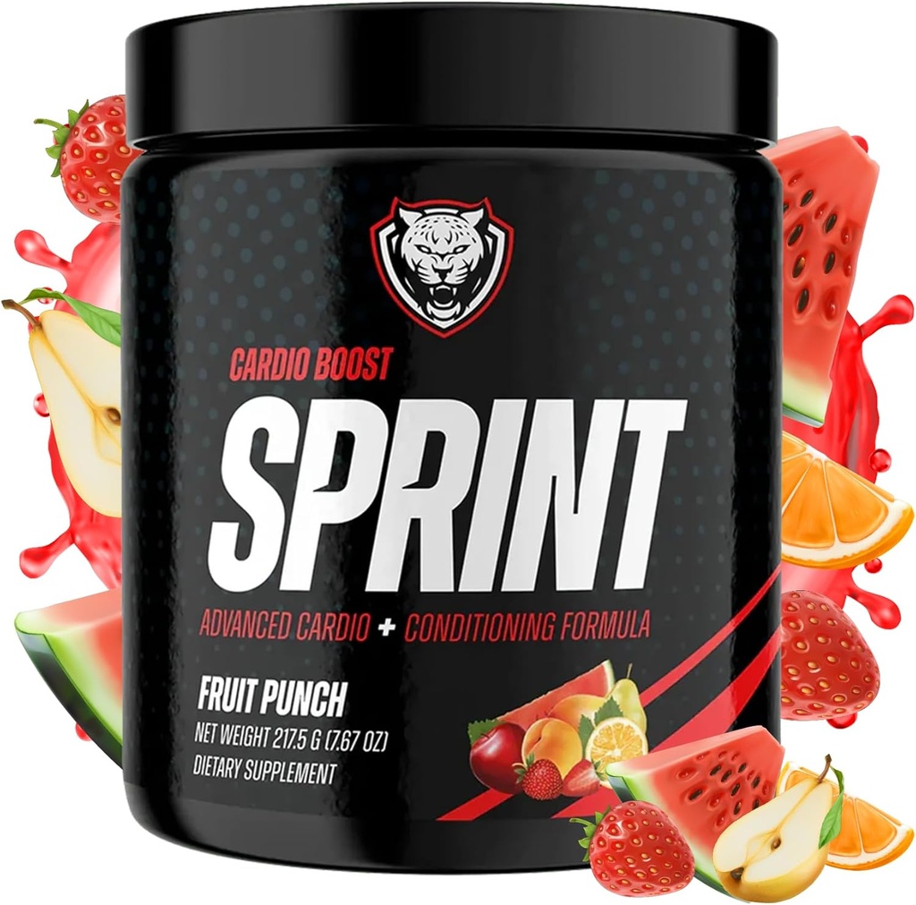 6AM Run Sprint - Pó pré-treino para aumento de energia instantânea para Cardio e Foco - Sem Jitters, Fórmula de Condicionamento de Alta Energia - Tudo Natural, Keto, Vegan (Fruit Punch, Full Bottle)