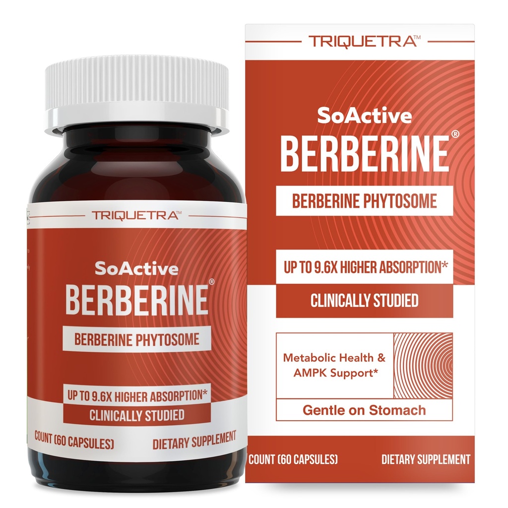 SoActive Berberine 550mg: 9,6X Absorção Mais Alta, Clinicamente Estudioso, Fitossoma Otimizado Apoia Metabolismo & AMPK Ativação .