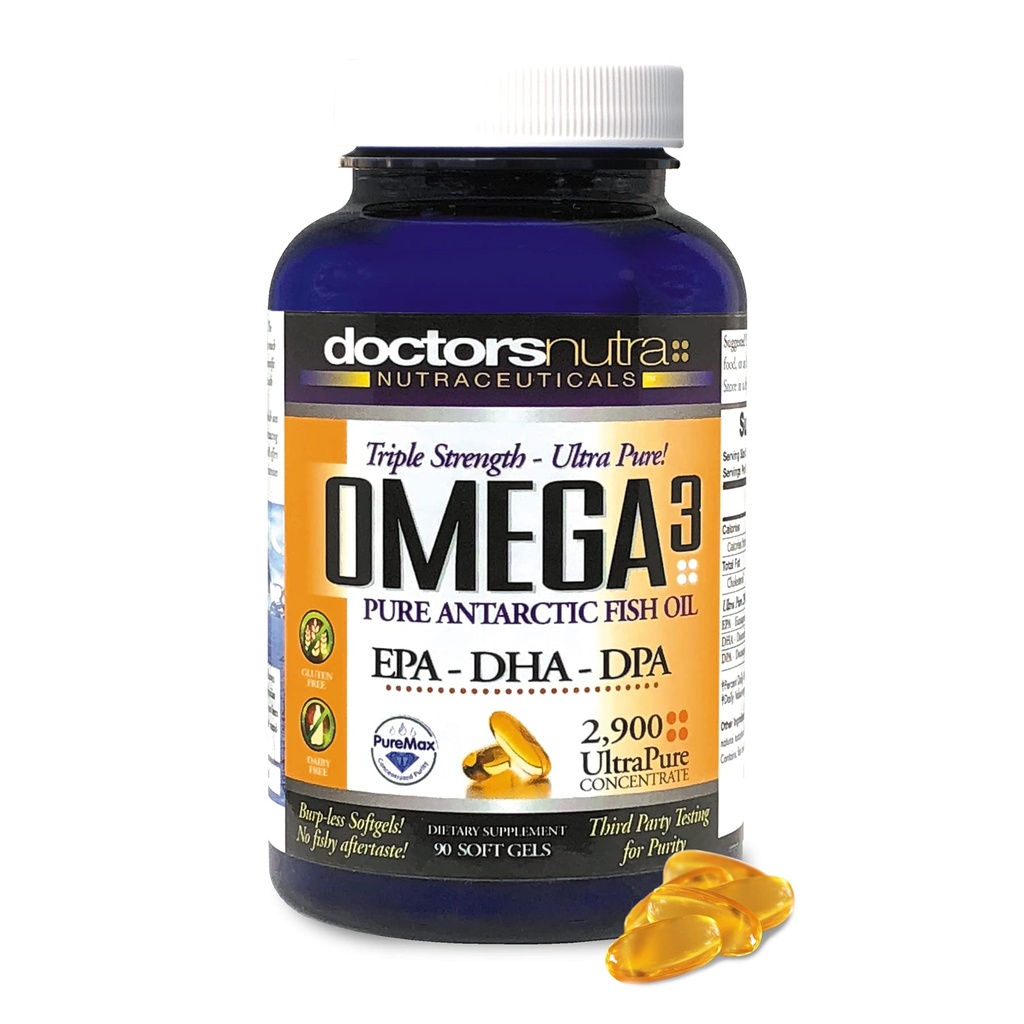 Omega 3 DPA Fish Oil 2,900 miligramas Força tripla ultra puro concentrado, EPA-DPA-DHA, SoftGels - 30 Servings