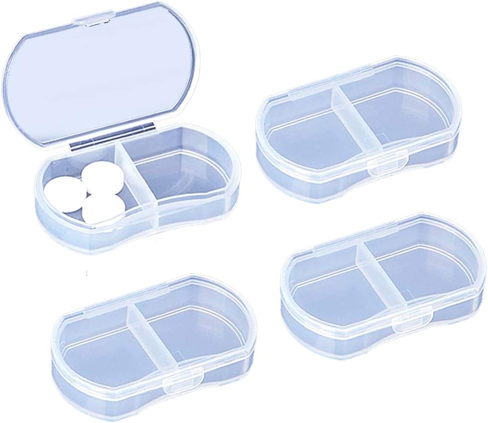 Caixa de pílulas 4PCS para bolsa pequeno organizador de pílulas portátil viagem diária containers de pílulas AM & PM Mini caixa de pílulas Vitamina, óleo de peixe, Supplement Holder