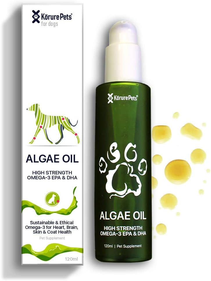 Omega 3 para cães, pele e casaco Suplemento para cães, óleo de algas, óleo de peixe alternativo para cães, alergia e alívio do coceira do cão, suplemento anti pastoreio do cão, cão seco tratamento da pele, da Nova Zelândia 120ml