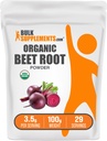 BulkSupplements.com Raiz de beterraba orgânica em pó - Suplemento superalimentar, Suplementos de beterraba raiz - Vegan & Gluten Grátis, 3,5g por serviço, 100g (3,5 oz) (Pack of 1)