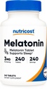 Nutricost Melatonina 3mg, 240 comprimidos - 3mg por serviço, não-GMO, sem glúten