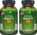 Irwin Naturals One-Per-Day Mega B-12 1.500mcg Vitamina de alta potência Metilcobalamina - Absorção rápida aumentada com MCT + Ginseng asiático - Energia Natural Boost - 60 Softgels líquidos (Pacote de 2)