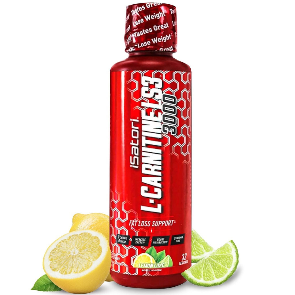 iSatori L-Carnitina LS3 3000, Suplemento L Carnitina L líquido triplo-Blend, com acetil e tartarato, energia livre estimulante, baixas calorias, açúcar ou glúten, Keto-Friendly, Limão (32 Servões)
