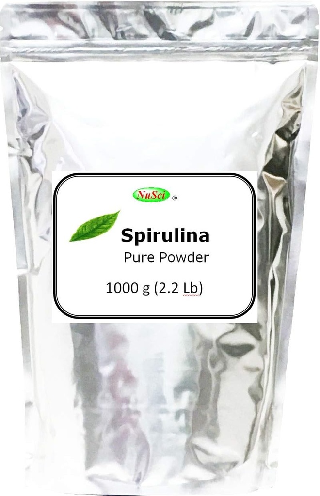 Pó de espirulina organicamente cultivado 1000g (1,0Kg, 2,2 lb) em massa puro fresco OGM livre não irradiado